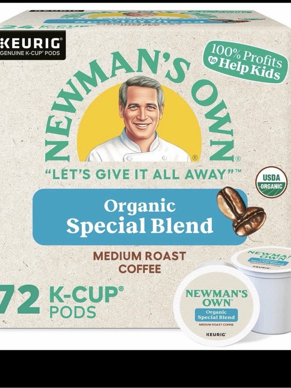 Newman's Own Organics, Special Blend, K-Cup Pods, Medium Roast, 72 Count